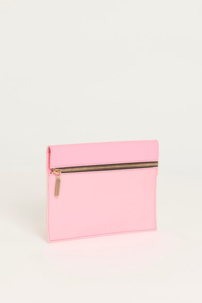 Pink Leather Preowned Small Zip Pouch