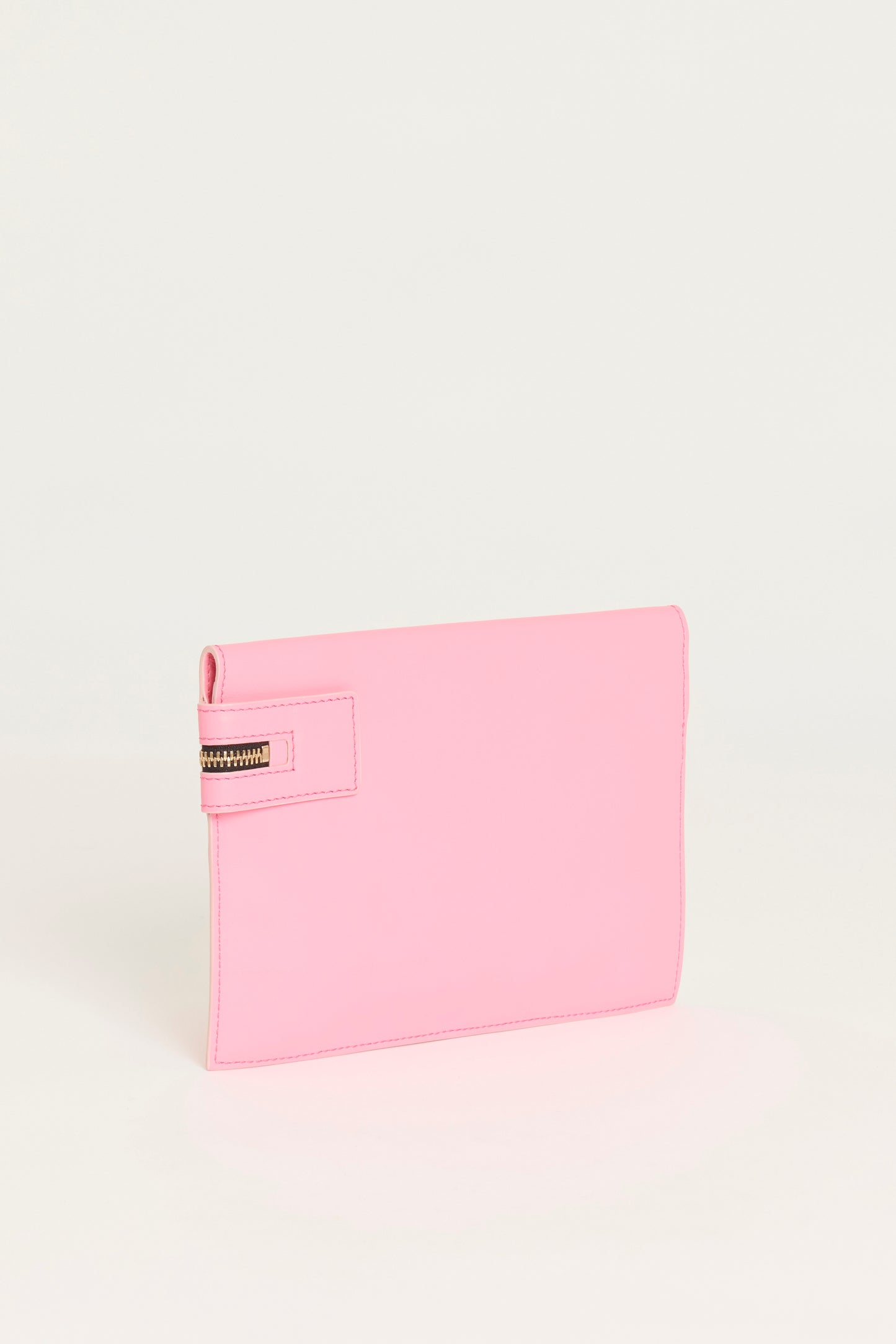 Pink Leather Preowned Small Zip Pouch