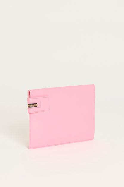 Pink Leather Preowned Small Zip Pouch