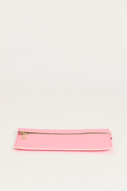 Pink Leather Preowned Small Zip Pouch