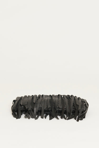 Black Preowned Intrecciato Frill Clutch