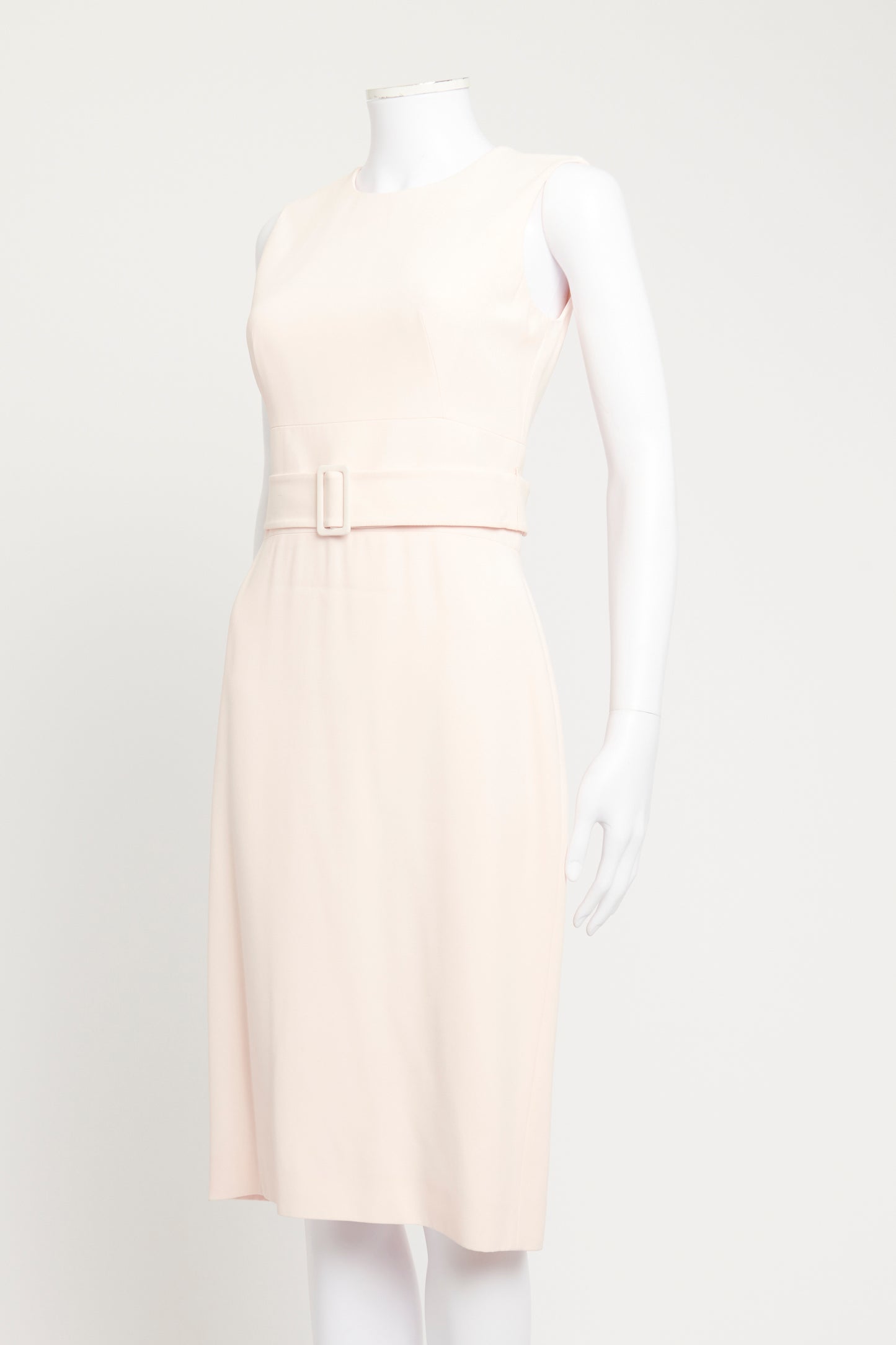 Pink Preowned Belted Midi Dress