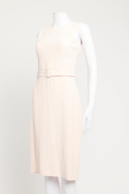 Pink Preowned Belted Midi Dress