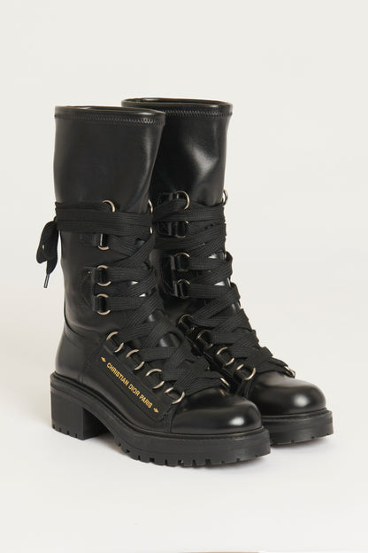 D-Fight Black Leather Lace Up Preowned Combat Boots