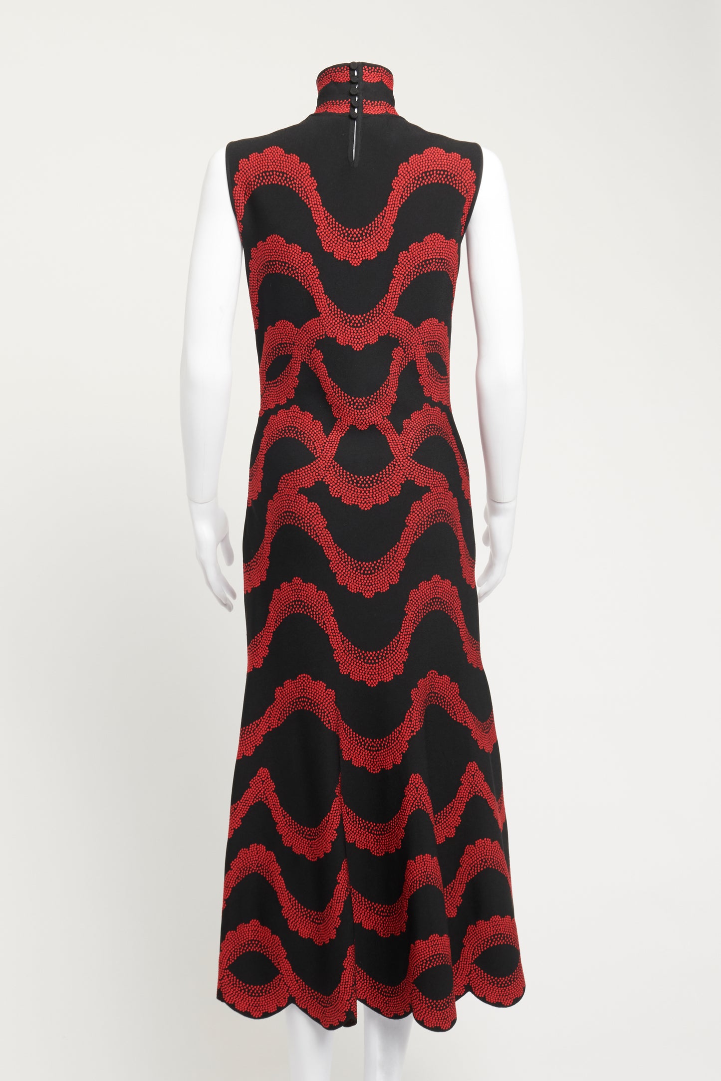 Black Preowned Dress With Red Abstract Motif