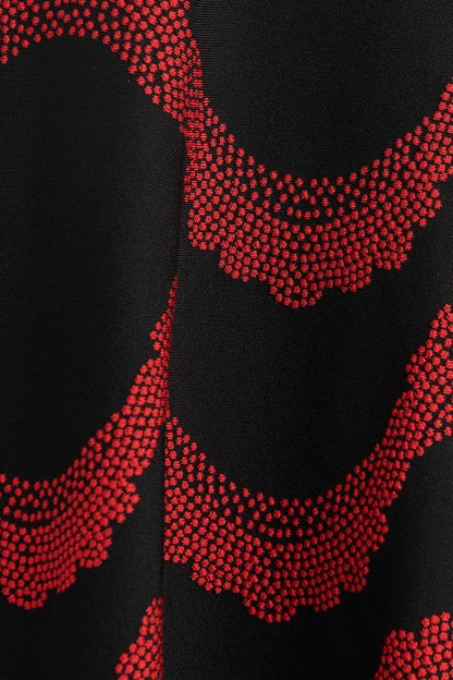 Black Preowned Dress With Red Abstract Motif