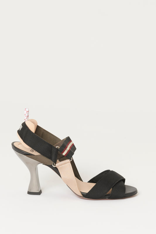 Black Preowned Crossover Strap Nastro Sandal