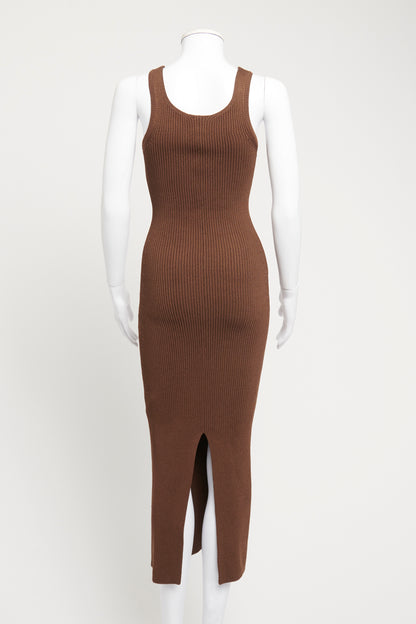 Brown Preowned Sleeveless Knitted Dress