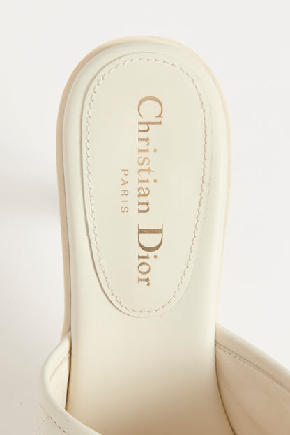Cream Calfskin Preowned Dio(r)evolution Heeled Slides