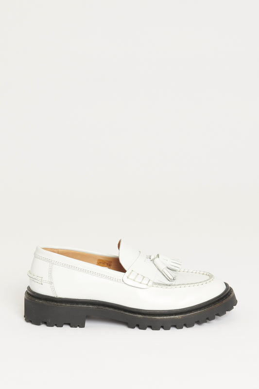 Frezza White Leather Tasseled Preowned Loafers