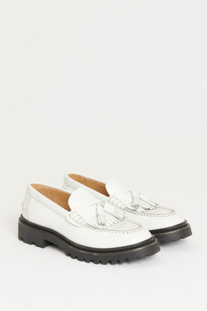 Frezza White Leather Tasseled Preowned Loafers