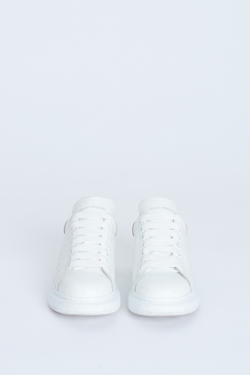 White Leather and Suede Preowned Platform Trainers
