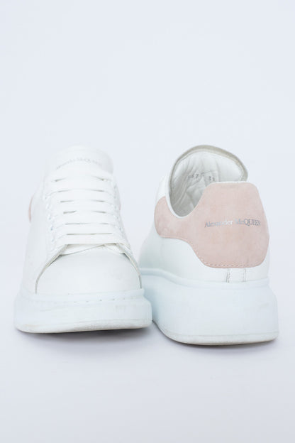 White Leather and Suede Preowned Platform Trainers