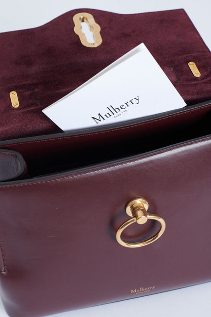 Burgundy Leather And Snake Print Preowned Handbag