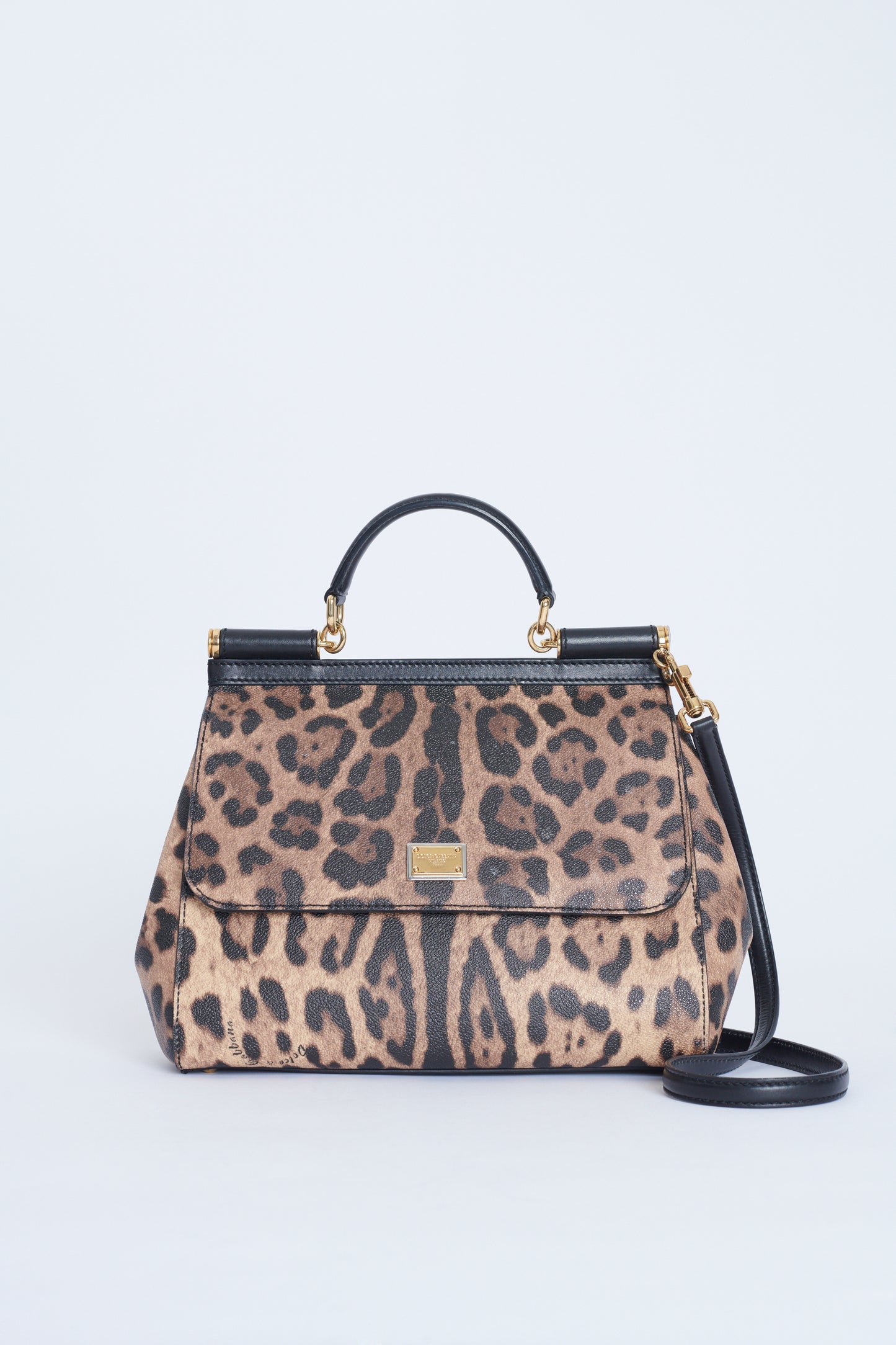 Leopard Print Coated Canvas and Leather Miss Sicily Preowned Bag