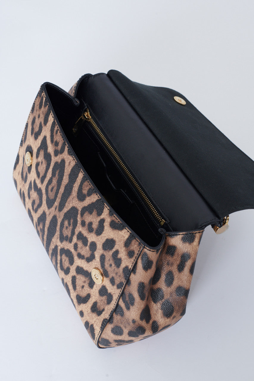 Leopard Print Coated Canvas and Leather Miss Sicily Preowned Bag