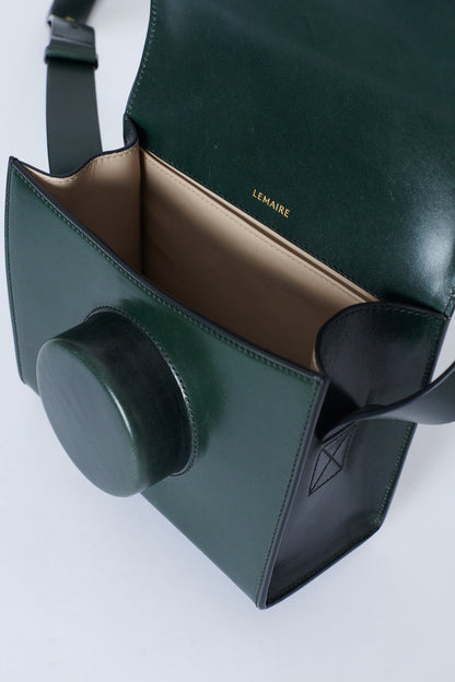 Green Leather Preowned Crossbody Camera Bag