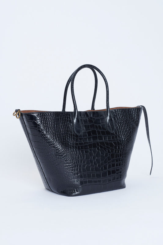 Black Embossed Bellport Tote Bag