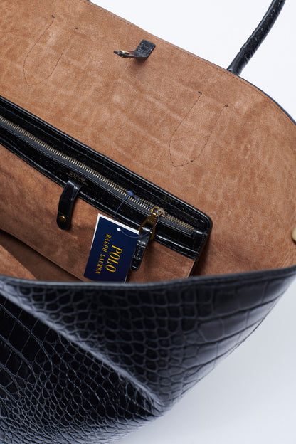 Black Embossed Bellport Tote Bag