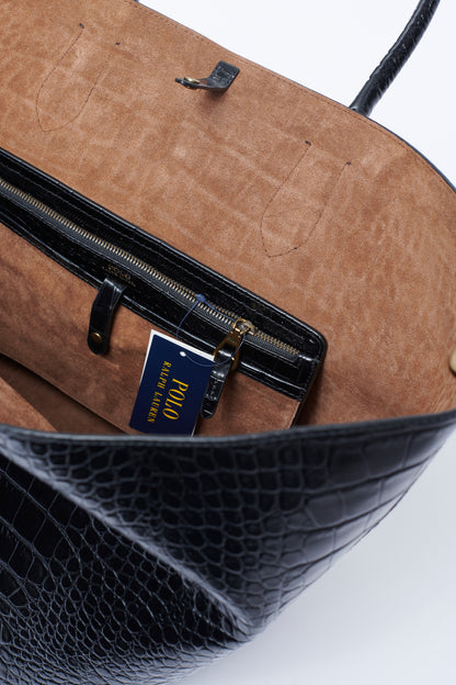 Black Embossed Bellport Tote Bag