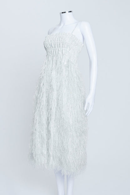 Silver Lame Fringe Midi Dress