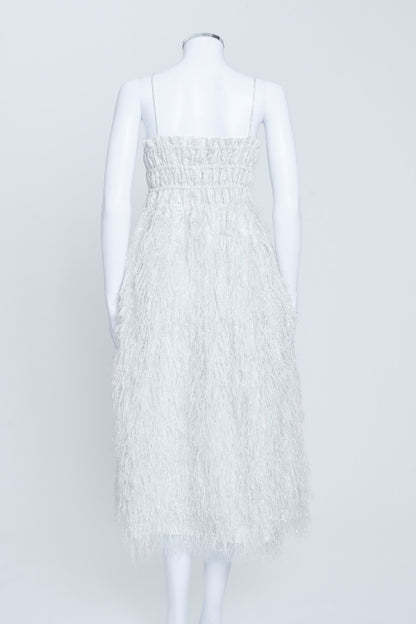 Silver Lame Fringe Midi Dress