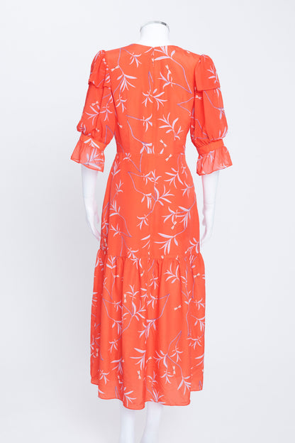Borgo De Nor Printed Orange Polyester Maxi Dress