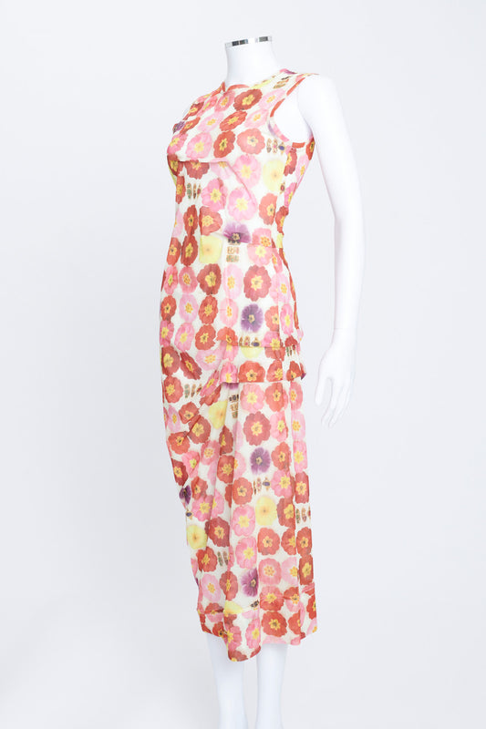 Floral Printed Mesh Midi Dress