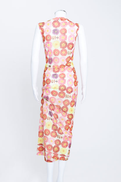 Floral Printed Mesh Midi Dress