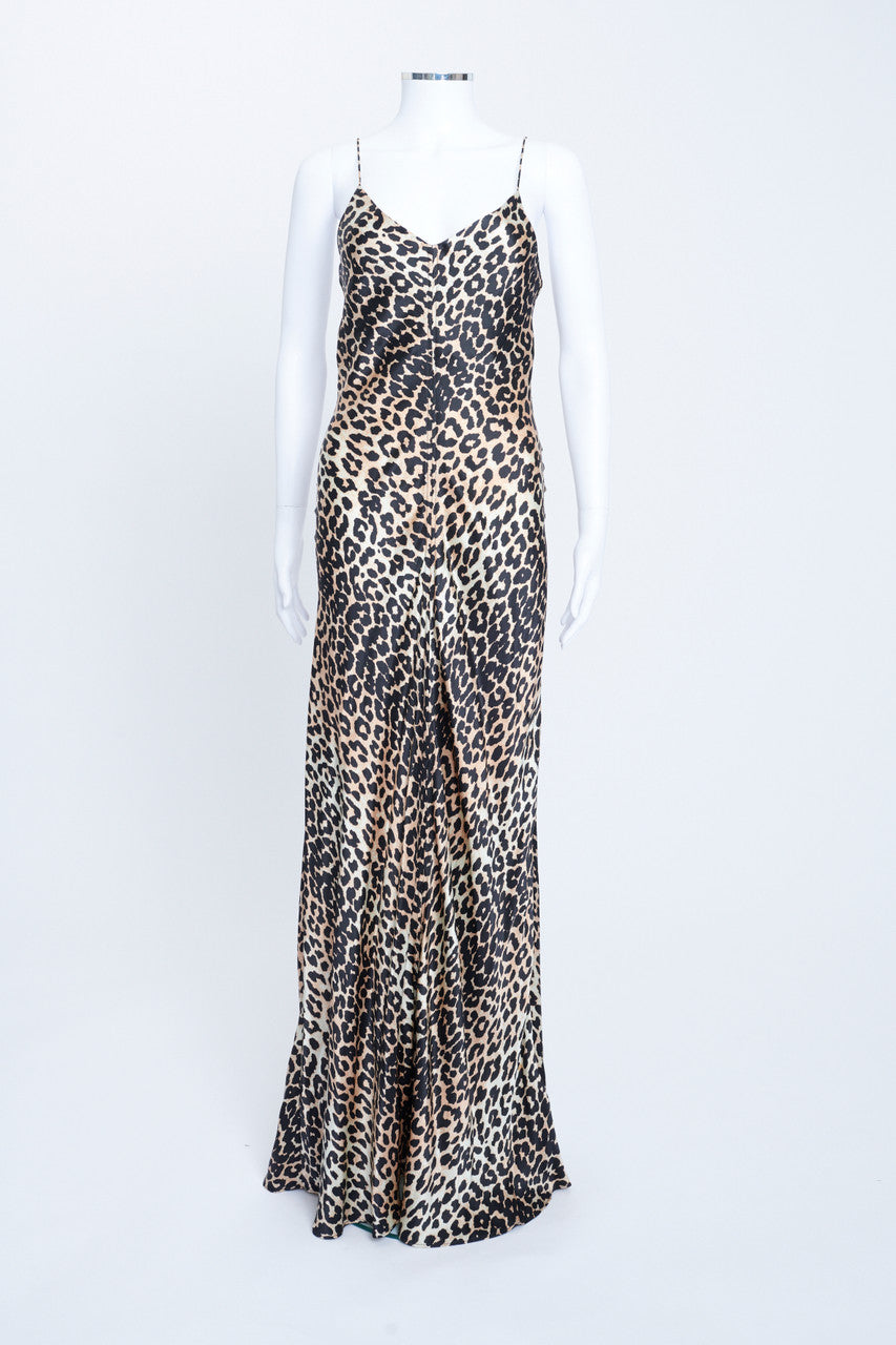 Leopard Print Silk Maxi Dress