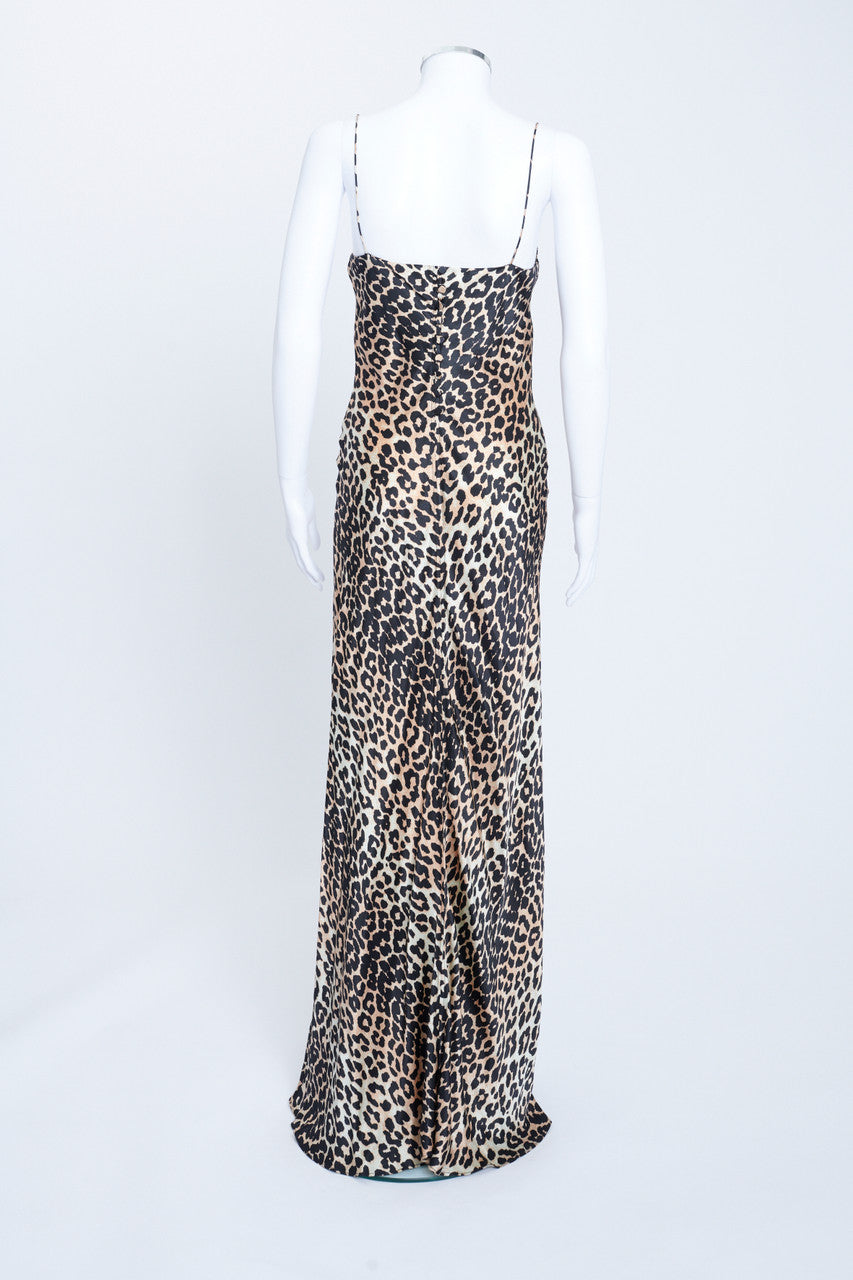 Leopard Print Silk Maxi Dress
