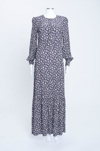 Floral Print Tiered Long Sleeve Maxi Dress