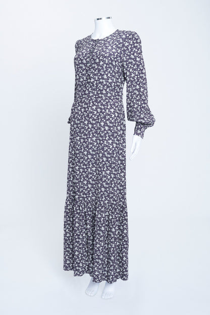 Floral Print Tiered Long Sleeve Maxi Dress