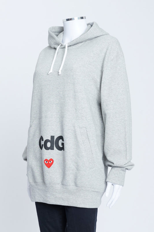 Comme Des Garcons Play Grey Logo Hoodie