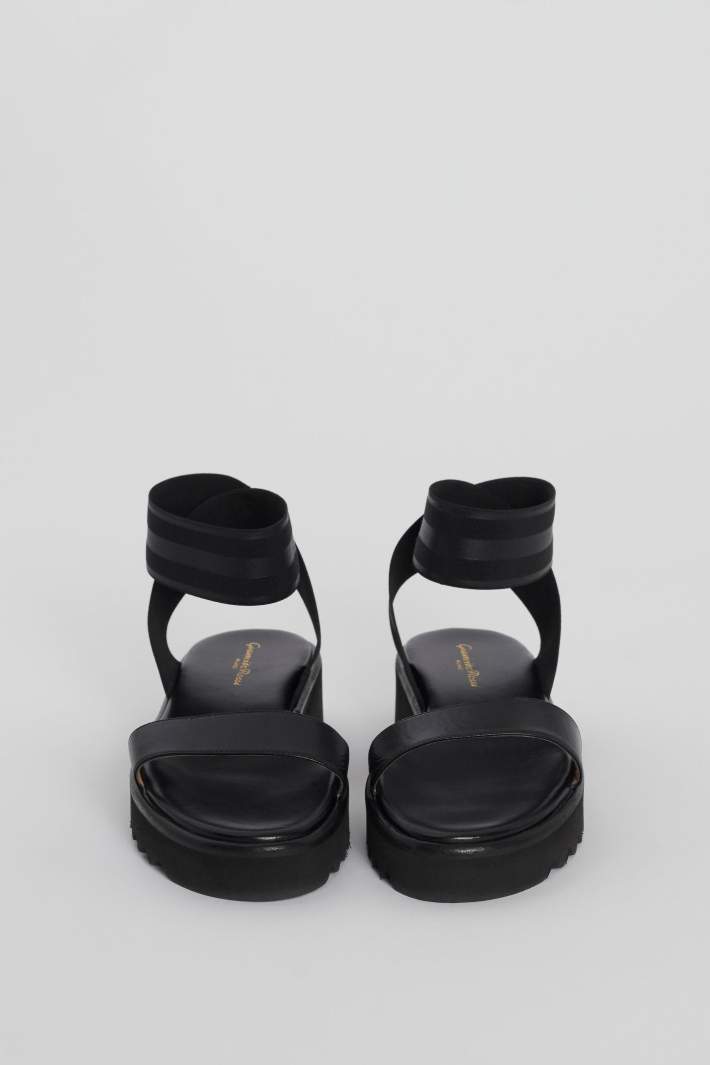 Black Elastic Preowned Platform Sandals