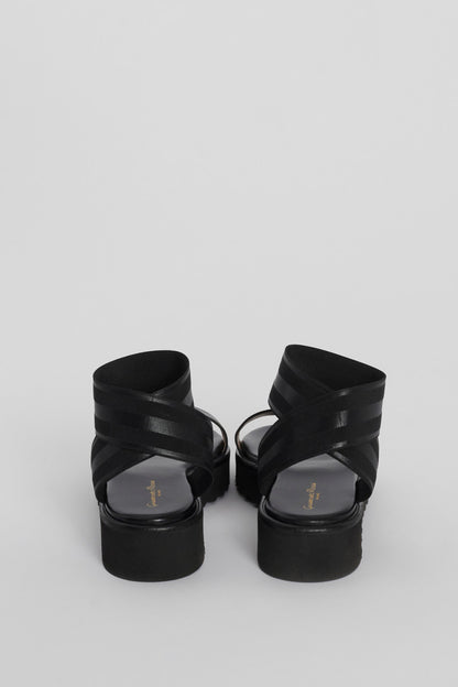 Black Elastic Preowned Platform Sandals