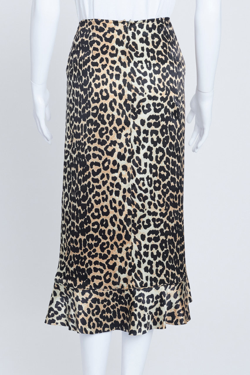 Leopard skirt hotsell silk midi