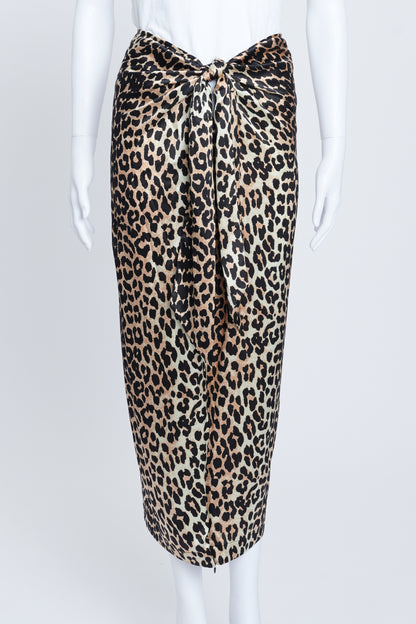 Leopard Print Silk Midi Skirt