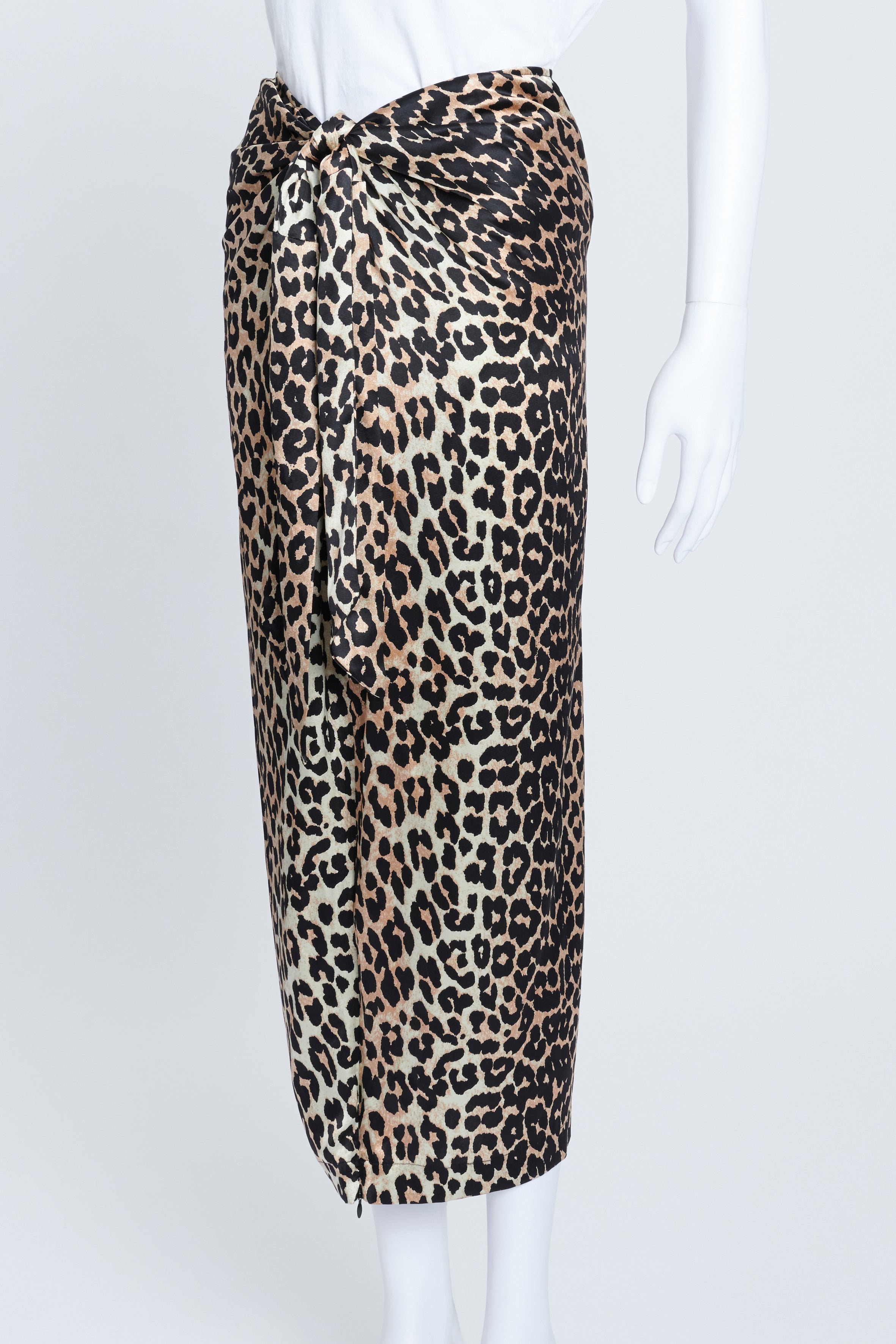 Leopard Print Silk Midi Skirt Reluxe Fashion