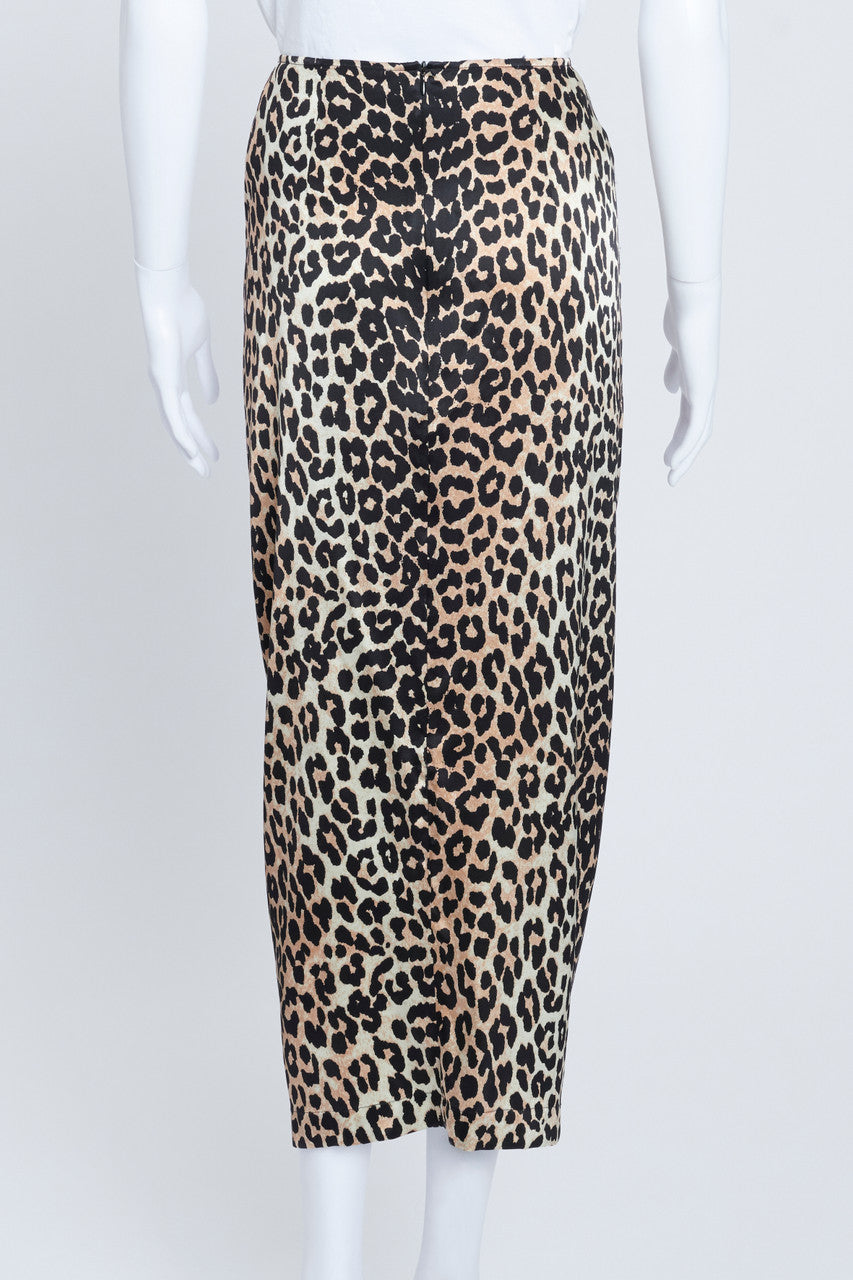 Leopard Print Silk Midi Skirt Reluxe Fashion