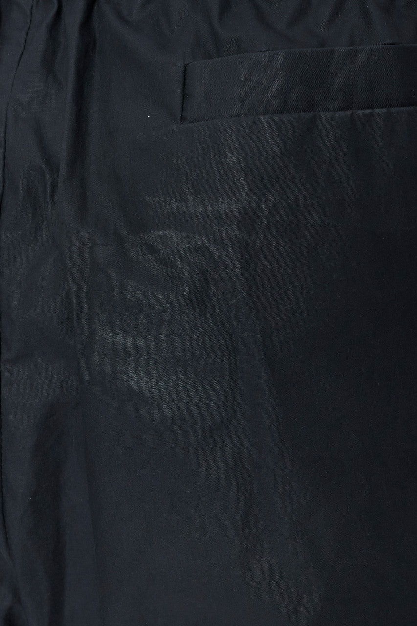 Black Cotton Coated Multi Pocket Shorts