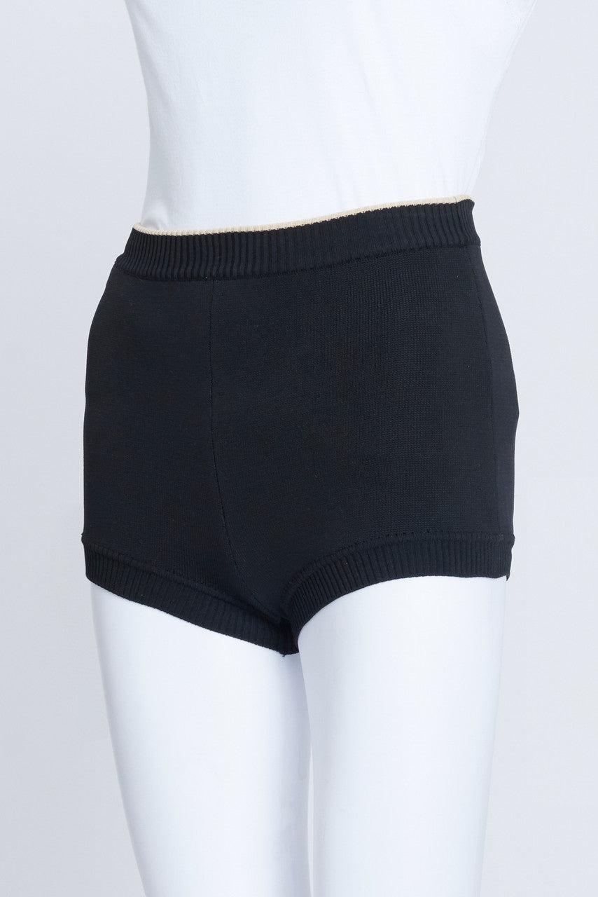 Black Knit High Waist Knicker Shorts With White Stripe – Reluxe