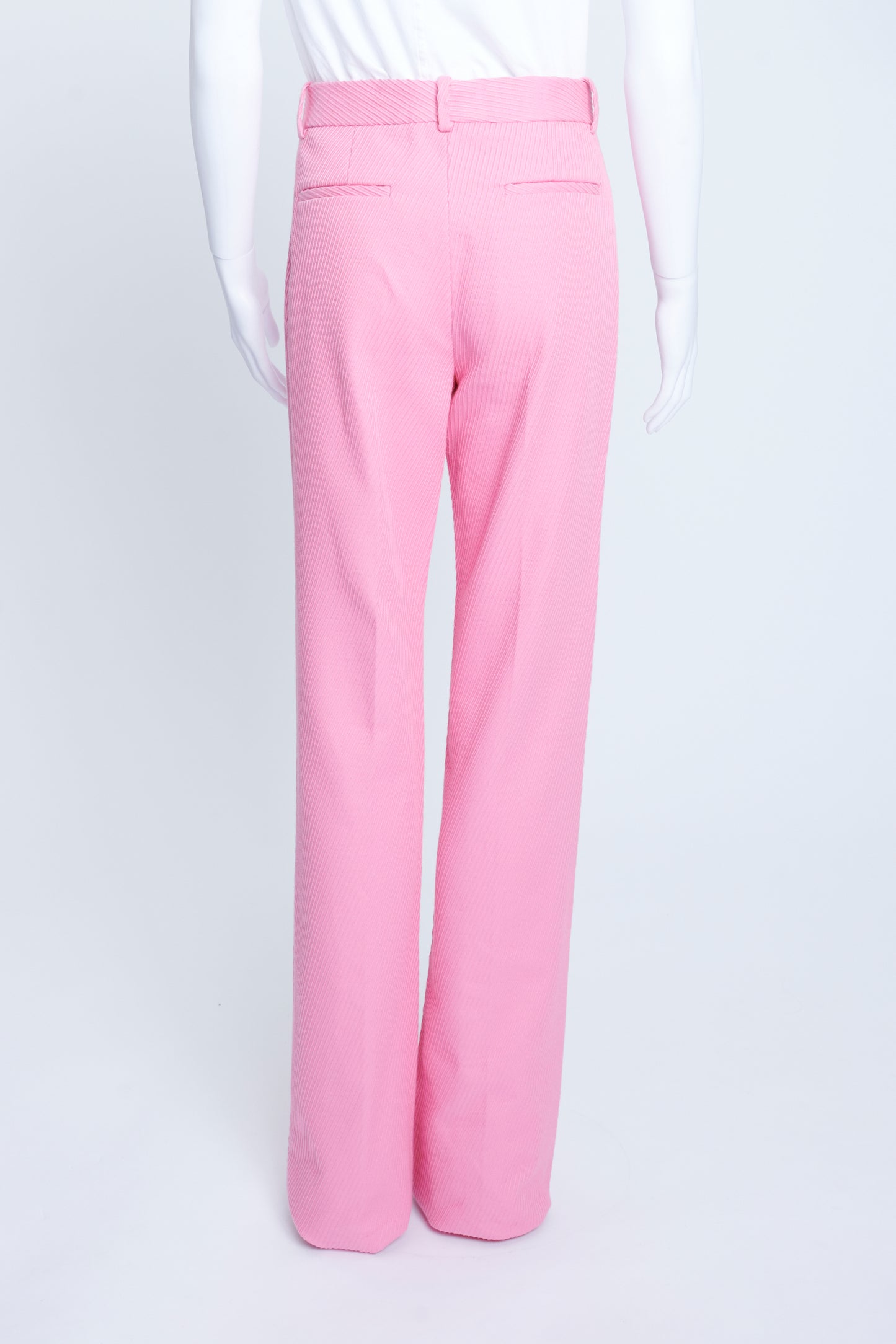 Pink Cotton Cord Wide Straight Leg Trousers