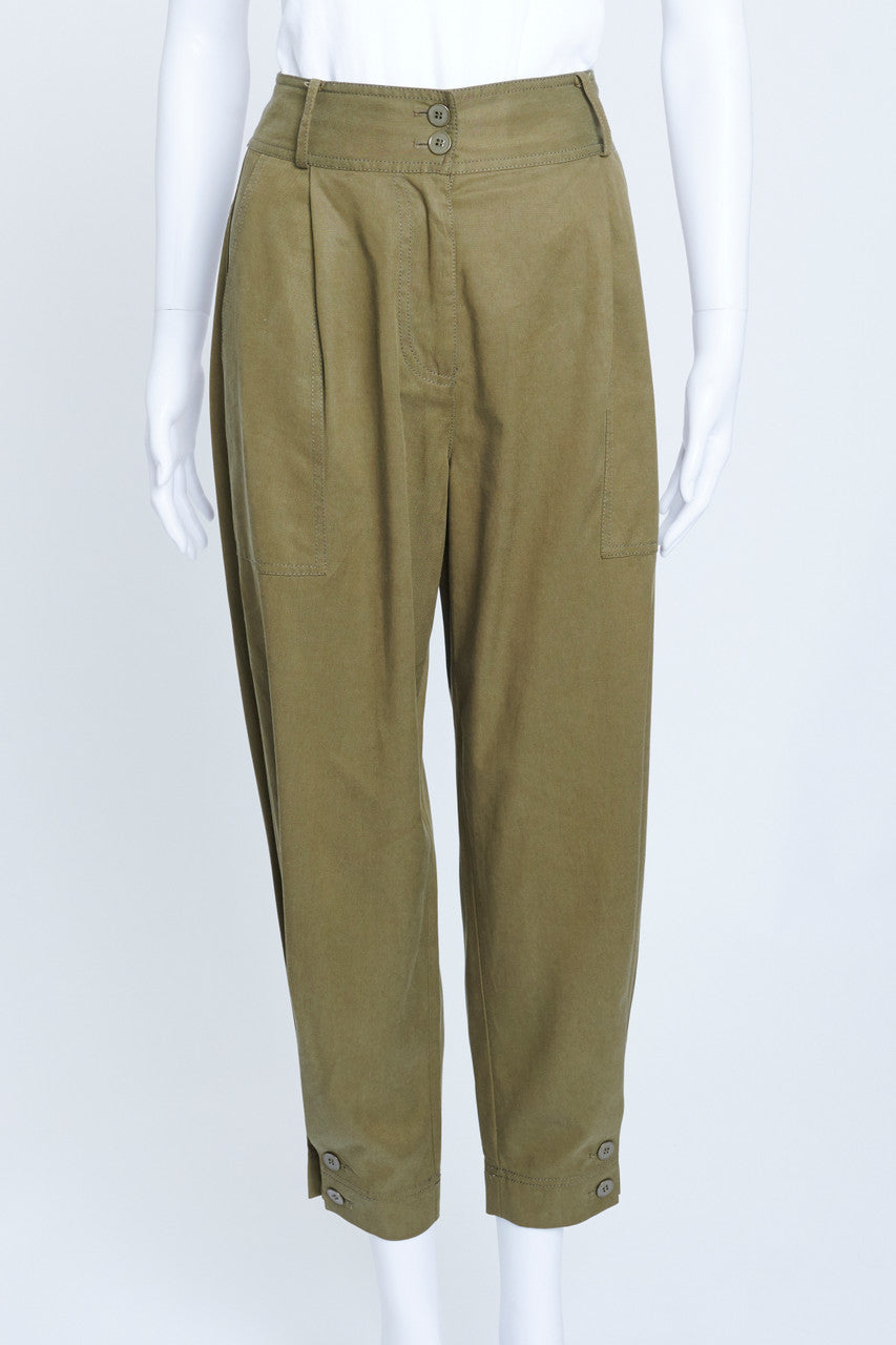 Khaki best sale tapered trousers