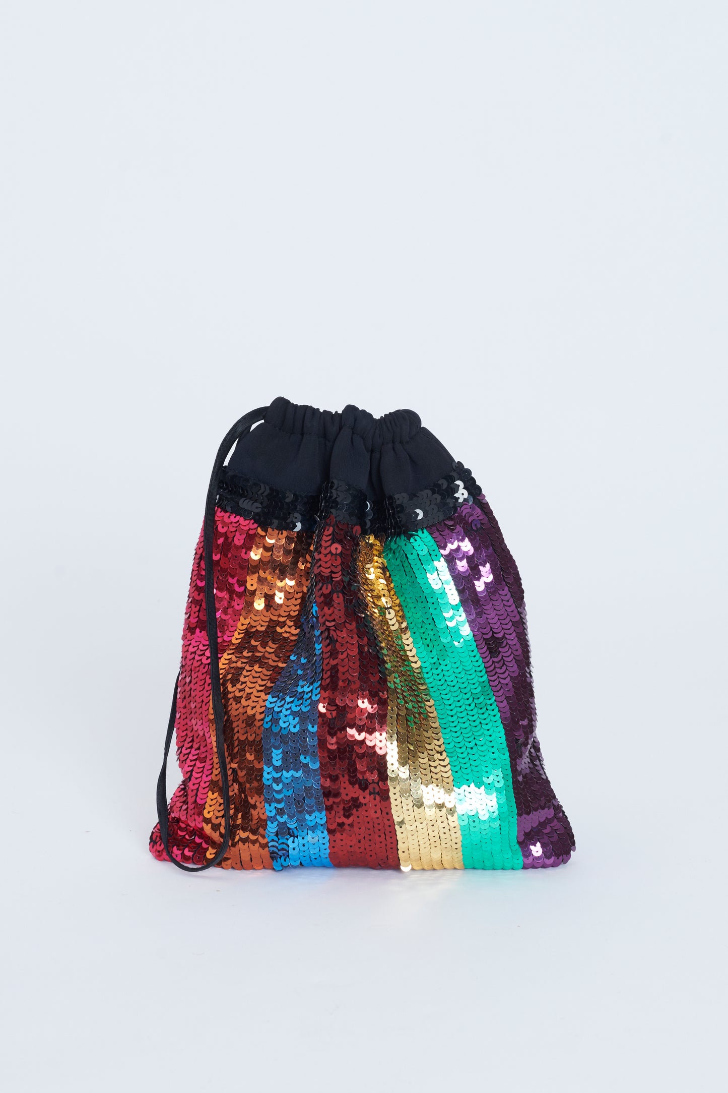 Rainbow Sequin Preowned Drawstring Wristlet Bag