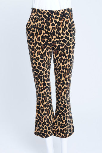 Cheetah Print Velvet Crop Pants
