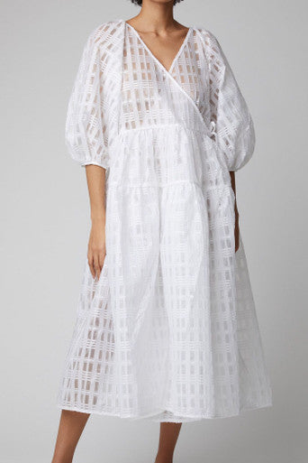White Gauze Regitze Wrap-Effect Midi Dress