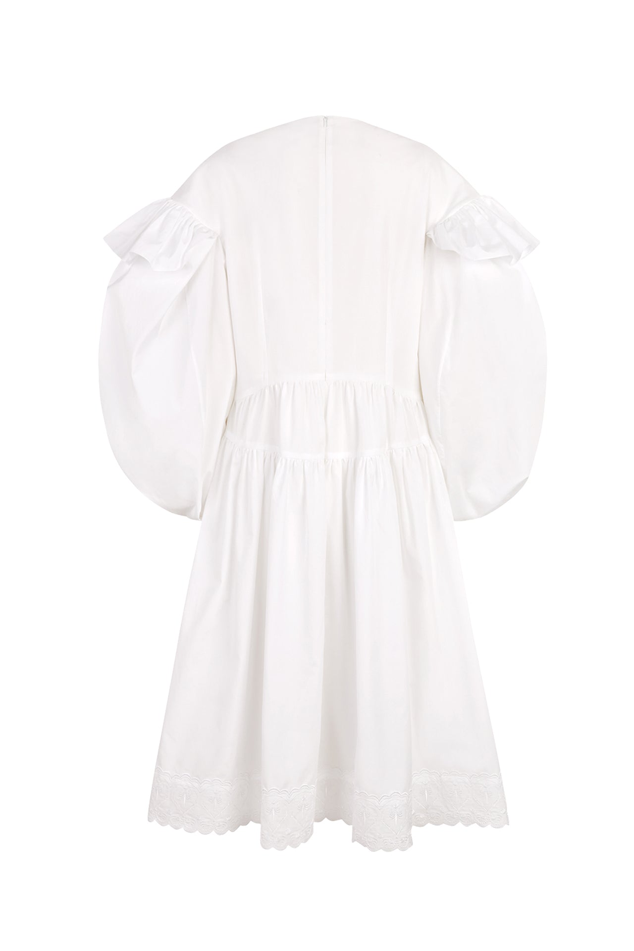 White Signature Sleeve Smock Dress with Heart Trim