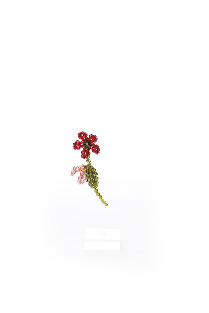 Pink and Red Crystal Flowers Single Earring