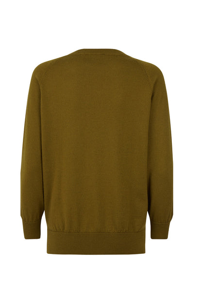 Khaki Long Sleeve Jumper with Front Pleat Detail